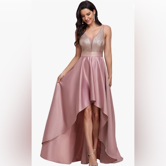 Ever - Pretty Women’s V-Neck-A-line High-Low Party Dress Long Evening Dress - Picture 1 of 5